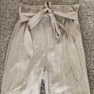 DONNI. linen stripe paperbag waist pant